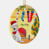 イエロー・ラブラドール・レトリーバーのクリスマス(カスタマイズ可能な) セラミックオーナメント (右)