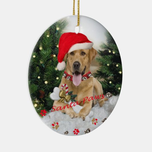 イエロー・ラブラドール・レトリーバーのサンタの足のオーナメント セラミックオーナメント (右)