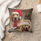 イエロー・ラブラドール・レトリーバーのメリークリスマスの休日の枕 クッション (ブランケット)