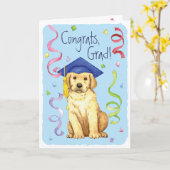 イエロー・ラブラドール・レトリーバーの卒業生 カード (黄色い花)