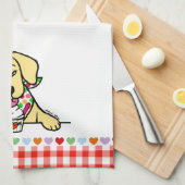 イエロー・ラブラドール・レトリーバーの子犬のアイスクリーム キッチンタオル (四つ折り)