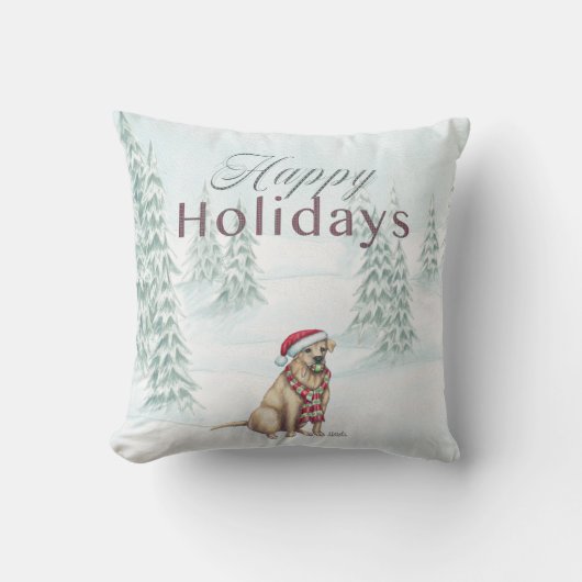 イエロー・ラブラドール・レトリーバーの幸せな休日の枕 クッション (正面)