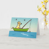 イエロー・ラブラドール・レトリーバーの魚釣りの以外鎖のArt™の父の日 カード (黄色い花)