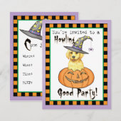 イエロー・ラブラドール・レトリーバーウィッチ招待状 (正面/裏面)