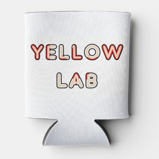 イエロー・ラブラドール・レトリーバーカナダ国旗の名前 缶クーラー (正面)