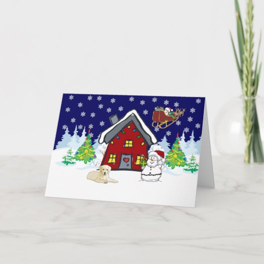 イエロー・ラブラドール・レトリーバーカントリークリスマス シーズンカード (正面)