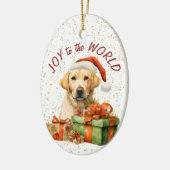 イエロー・ラブラドール・レトリーバーギフトボックスジョイズトゥザワールドホリデイ セラミックオーナメント (左)