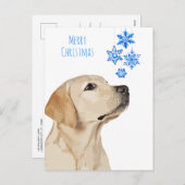 イエロー・ラブラドール・レトリーバークリスマススノーフレークスキュートドッグラブラドール シーズンポストカード (正面/裏面)