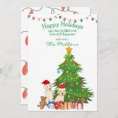 イエロー・ラブラドール・レトリーバークリスマスツリー シーズンカード (正面/裏面)