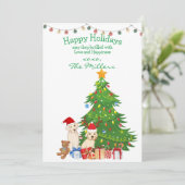 イエロー・ラブラドール・レトリーバークリスマスツリー シーズンカード (スタンド正面)