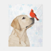 イエロー・ラブラドール・レトリーバークリスマスドッグラブラドール フリースブランケット (正面)