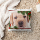 イエロー・ラブラドール・レトリーバークリスマス – パーソナライズされたパピーラブラドール クッション (ブランケット)