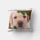 イエロー・ラブラドール・レトリーバークリスマス – パーソナライズされたパピーラブラドール クッション (裏面)