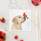 イエロー・ラブラドール・レトリーバークリスマス(鳥)ショウジョウコウカンチョウ – かわいいラブラド スタンダードカクテルナプキン (インサイチュ)
