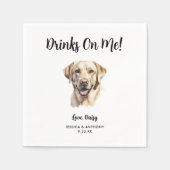 イエロー・ラブラドール・レトリーバード結婚ッグ スタンダードカクテルナプキン (正面)