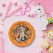 イエロー・ラブラドール・レトリーバーパップアンドパンプキンハーベストオレンジ ペーパープレート (パーティー)