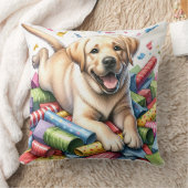 イエロー・ラブラドール・レトリーバーパピよくはしゃぐーホリデーラブラドールドッグ クッション (ブランケット)