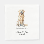 イエロー・ラブラドール・レトリーバーパーソナライズされたペット結婚のカクテル スタンダードランチョンナプキン (正面)