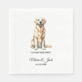 イエロー・ラブラドール・レトリーバーパーソナライズされたペット結婚のカクテル スタンダードランチョンナプキン