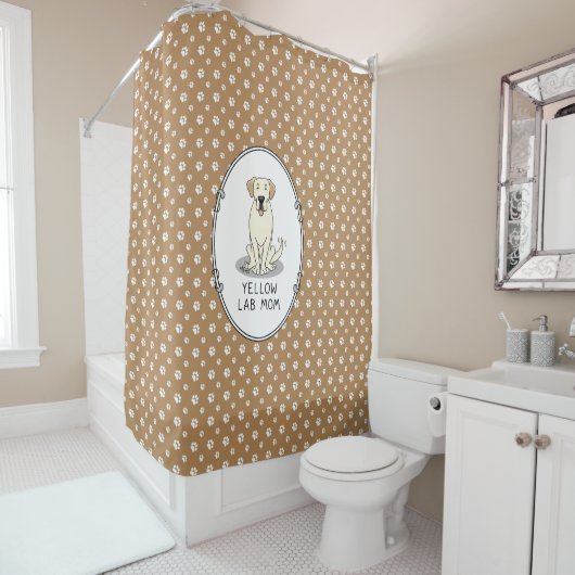 イエロー・ラブラドール・レトリーバーママラブラドールリトリエバーママかわいいドッグママ シャワーカーテン (インサイチュ)
