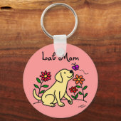 イエロー・ラブラドール・レトリーバーママ&グリーン キーホルダー (正面)