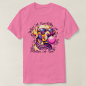 イエロー・ラブラドール・レトリーバーマムバブルガムトレンディーラブラドールママ Tシャツ (デザイン正面)