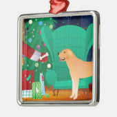 イエロー・ラブラドール・レトリーバーレトリーバークリスマスサンタズギフト メタルオーナメント (左)