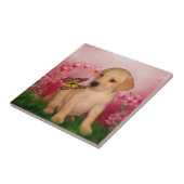 イエロー・ラブラドール・レトリーバーワンちゃん タイル (側面)