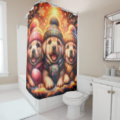 イエロー・ラブラドール・レトリーバー初雪お洒落冬 シャワーカーテン (インサイチュ)