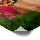 イエロー・ラブラドール・レトリーバー子犬バタフライリーブラワーズドッグアート ポスター (角)