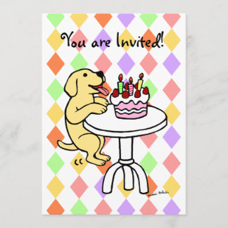 イエロー・ラブラドール・レトリーバー子犬誕生日招待状 招待状