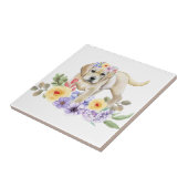 イエロー・ラブラドール・レトリーバー子犬 タイル (側面)