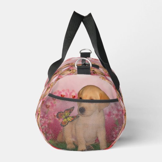 イエロー・ラブラドール・レトリーバー子蝶パーソナライズされた動物 ダッフルバッグ (右)