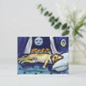 イエロー・ラブラドール・レトリーバー時計 ポストカード (スタンド正面)