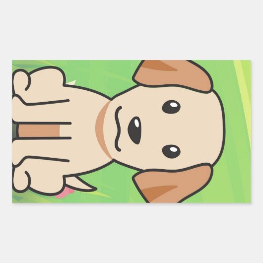 イエロー・ラブラドール・レトリーバー漫画 長方形シール (正面)