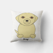 イエロー・ラブラドール・レトリーバー犬かわいいパーソナライズ クッション (裏面)