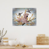 イエロー・ラブラドール・レトリーバー狩りダックスプリント ポスター (キッチン)