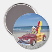 イエロー・ラブラドール・レトリーバー運転ウディー マグネット (正面/裏面)