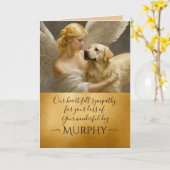 イエロー・ラブラドール・レトリーバー金ゴールド天使の喪失悔やみや弔慰 カード (黄色い花)