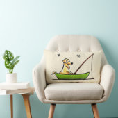 イエロー・ラブラドール・レトリーバー魚釣り ランバークッション (椅子)