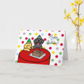 イエロー・ラブラドール・レトリーバー2およびブラックラボ誕生日 カード (黄色い花)