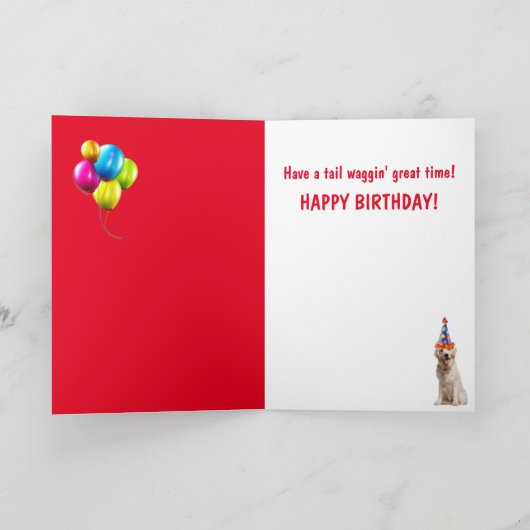 イエロー・ラブラドール・レトリーバー&ケーキハッピーバースデー カード (内部)