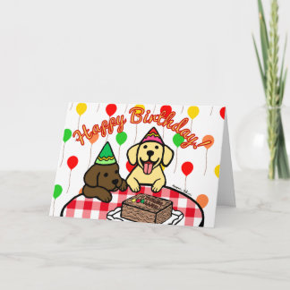 イエロー・ラブラドール・レトリーバー&チョコレートラボ誕生日 カード