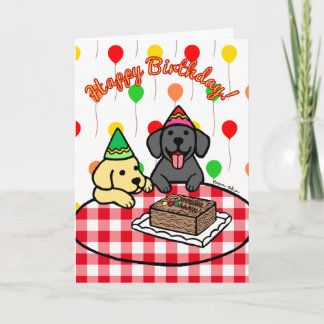 イエロー・ラブラドール・レトリーバー&ブラックラボ誕生日 カード