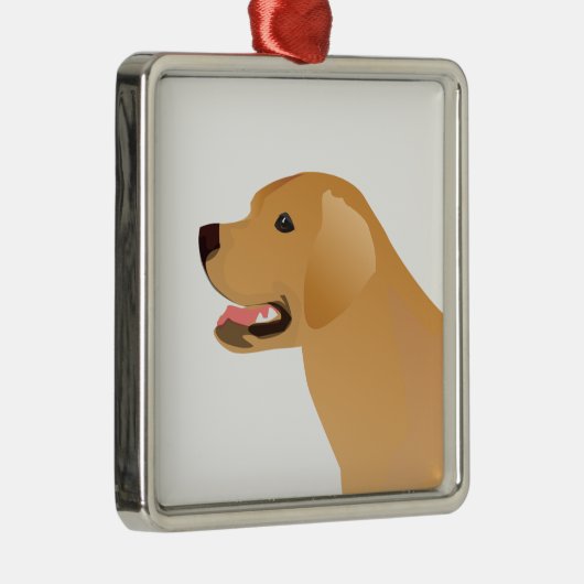 イエロー・ラブラドール・レトリーバー-ラブラドールリトリバーのシルエット メタルオーナメント (右)