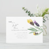 イエロー&ラベンダーフローラブライダルシャワー招待 招待状 (スタンド正面)