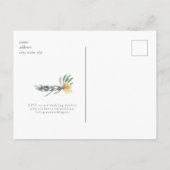 イエロー&ラベンダーフローラ予算結婚式招待状 インビテーションポストカード (裏面)