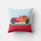 イエロー&レッドのレースカーボーイズルームデコール クッション (裏面)