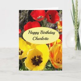 イエロー&レッドチューリップ誕生日カード カード