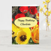 イエロー&レッドチューリップ誕生日カード カード (黄色い花)